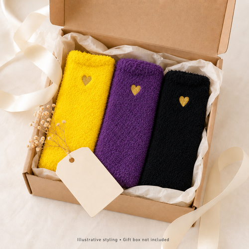 Women's Fluffy Bed Socks Bright & Bold — 3-Pair Sock Bundle