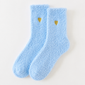 Fluffy Heart Embroidered Crew Socks – Sky Blue