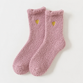 Fluffy Heart Embroidered Crew Socks – Pink