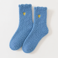 Fluffy Heart Embroidered Crew Socks – Jeans Blue